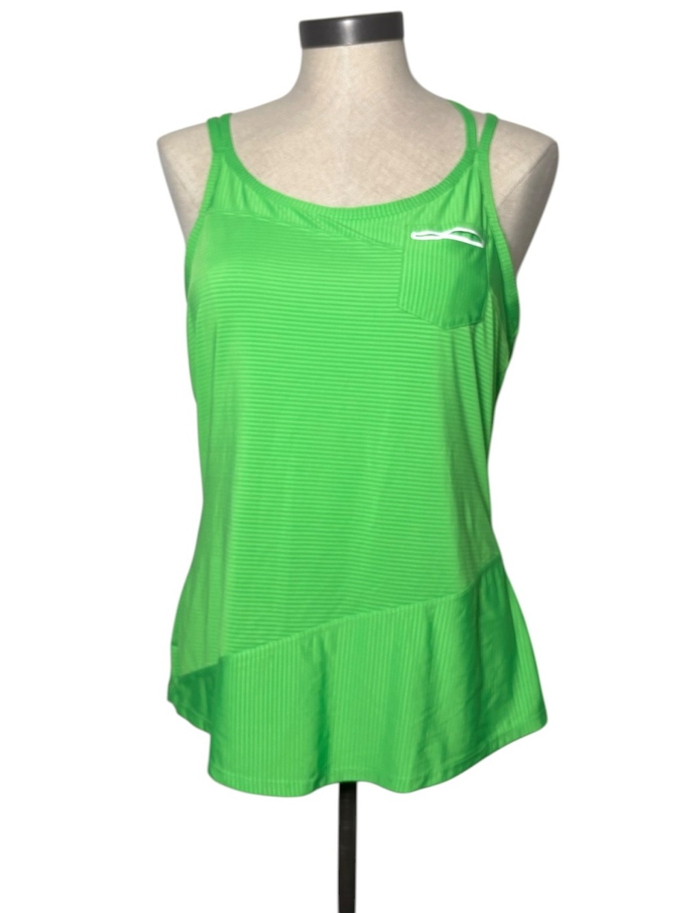 Athleta Lime Green Striped Racerback Workout Tank Top Medium Athleisure Athletic - Picture 1 of 6